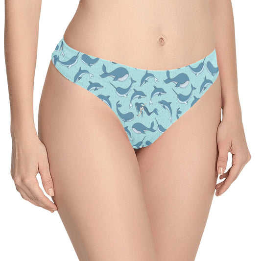 Narwhal Themed Print Women's Thongs
