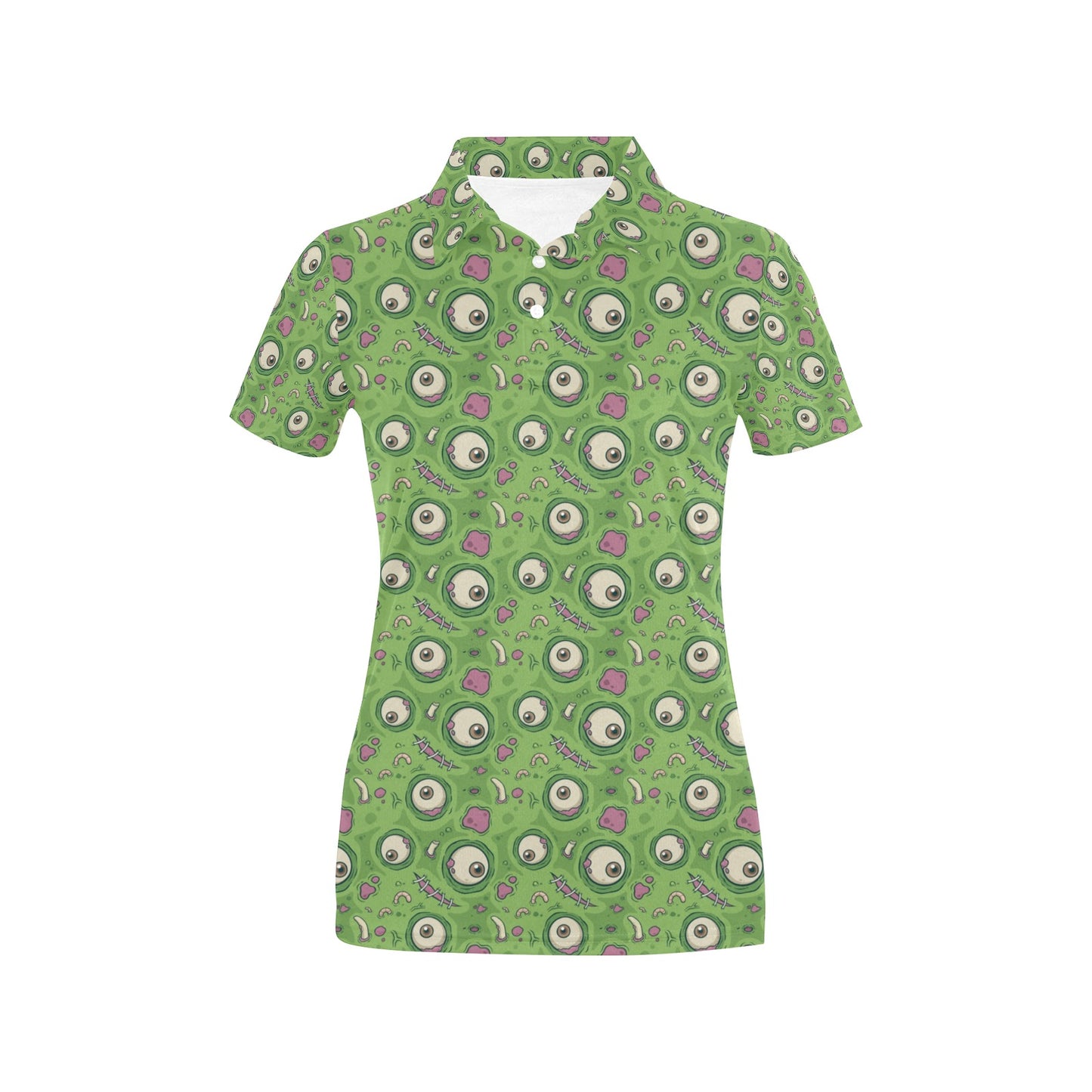 Zombie Eyes Design Pattern Print Women's Polo Shirt