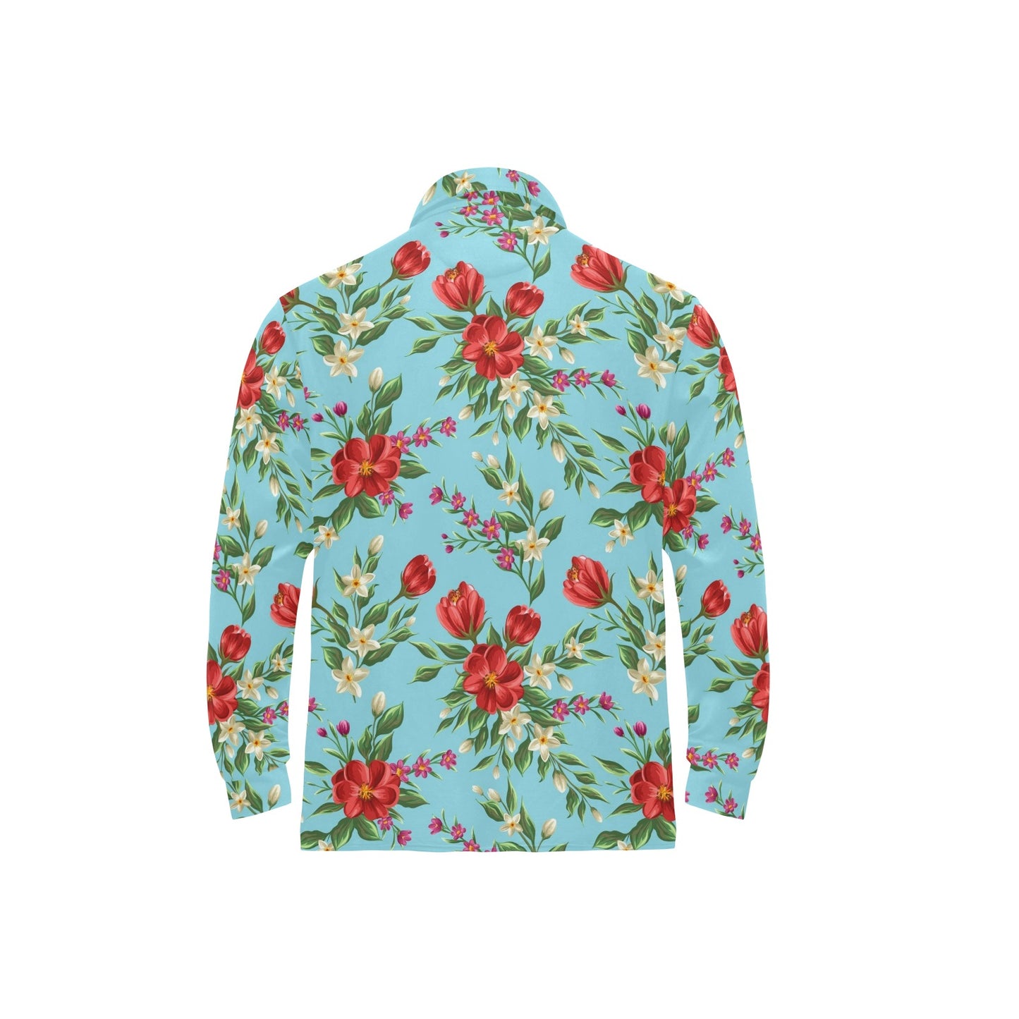 Summer Floral Pattern Print Design SF011 Long Sleeve Polo Shirt For Men's