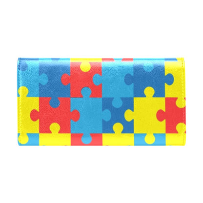 Autism Awareness Puzzles Design Print Women's Trifold Wallet