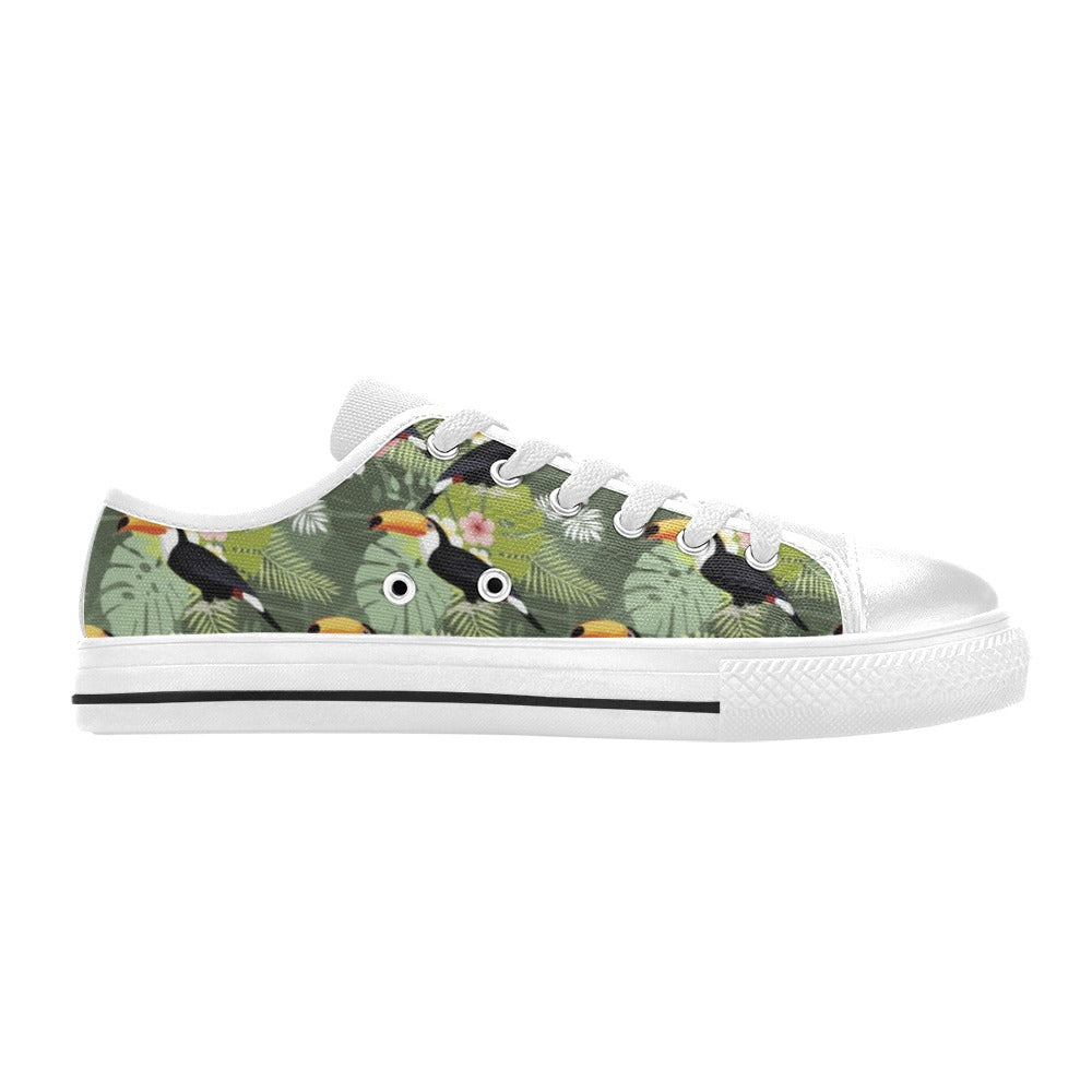 Toucan Print Design LKS304 Women's White Low Top Shoes