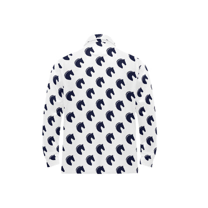 Horse Head Print Design LKS303 Long Sleeve Polo Shirt For Men's