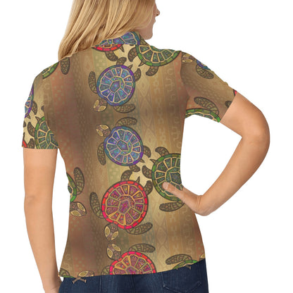 Sea Turtle Tribal Colorful Women's Polo Shirt