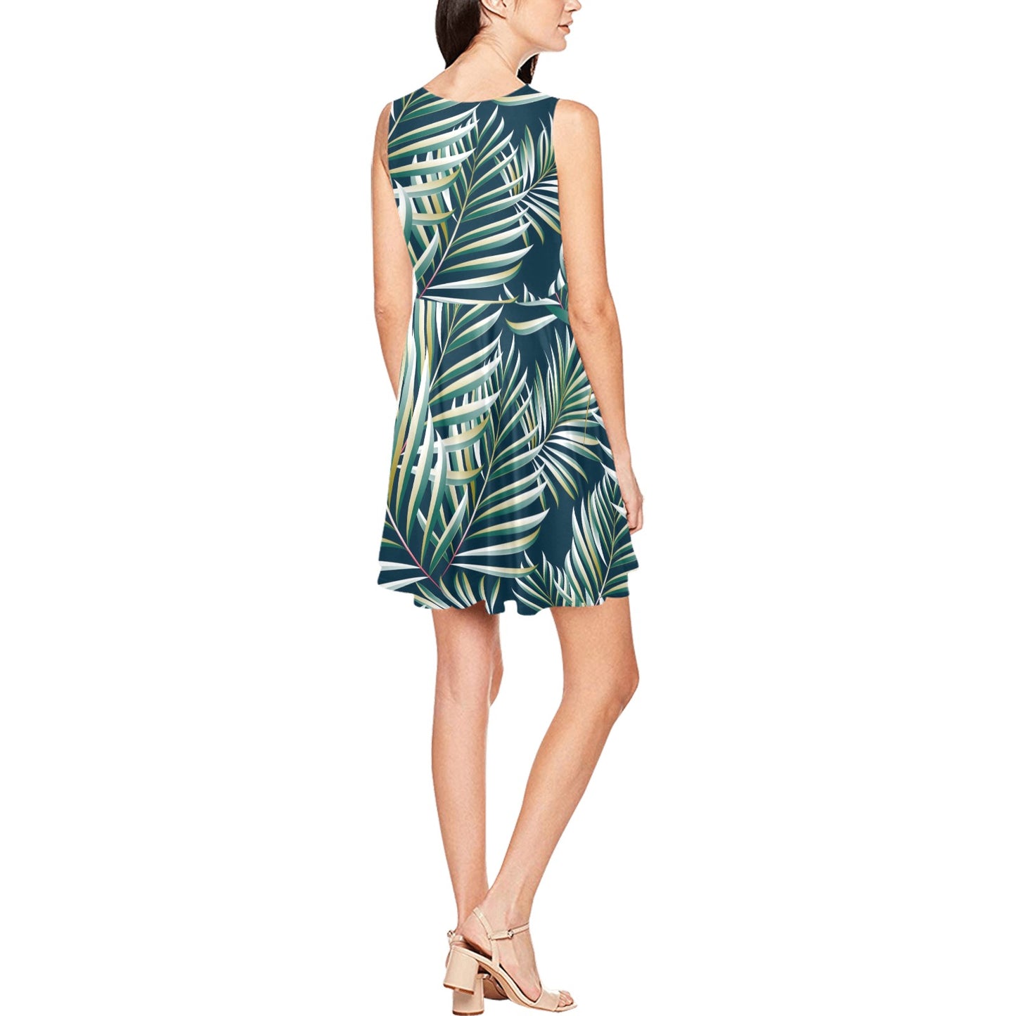 Sun Spot Tropical Palm Leaves hower Curtain Sleeveless Dress