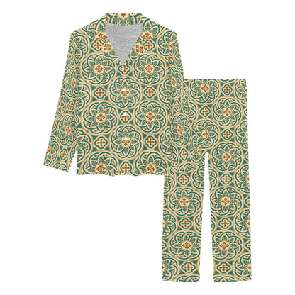 Cross Pattern Print Design 01 Women's Long Pajama Set