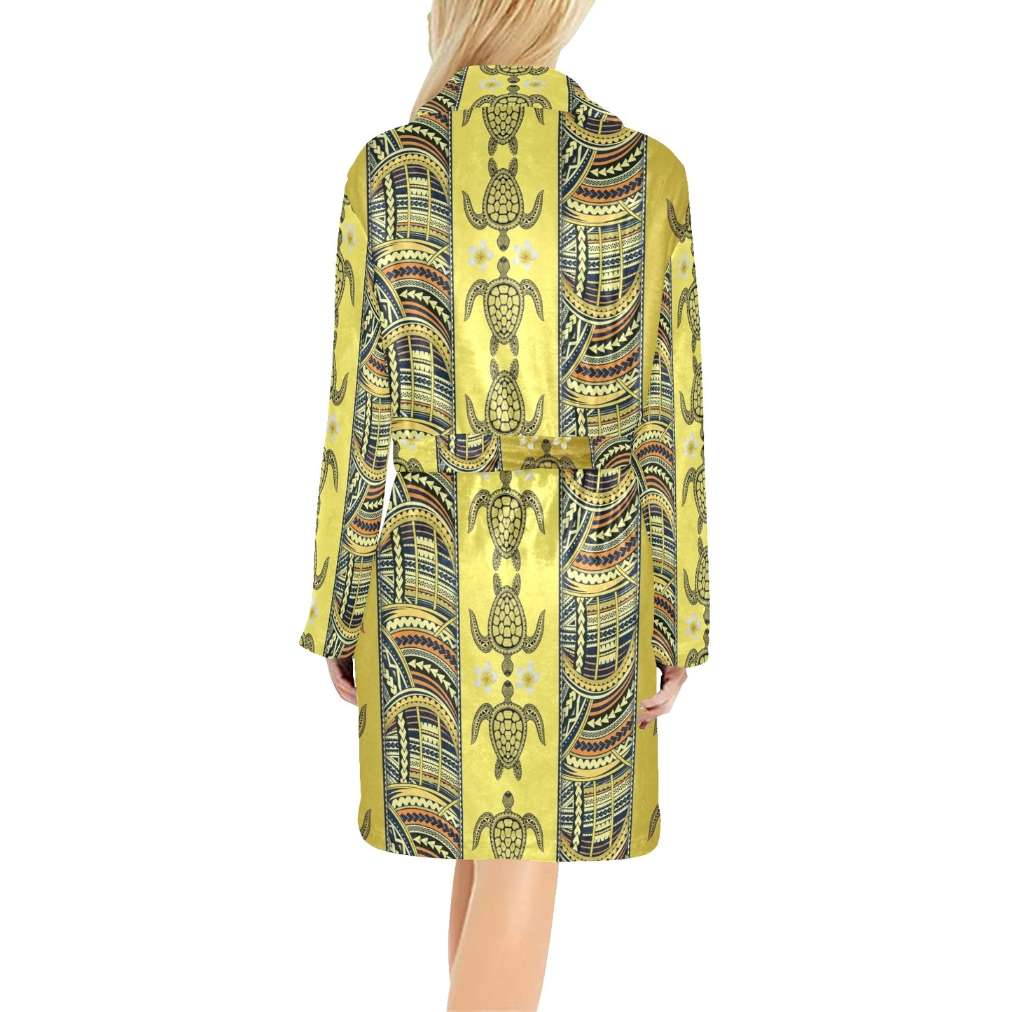 Polynesian Turtle Hawaiian Design Print Women's Fleece Robe