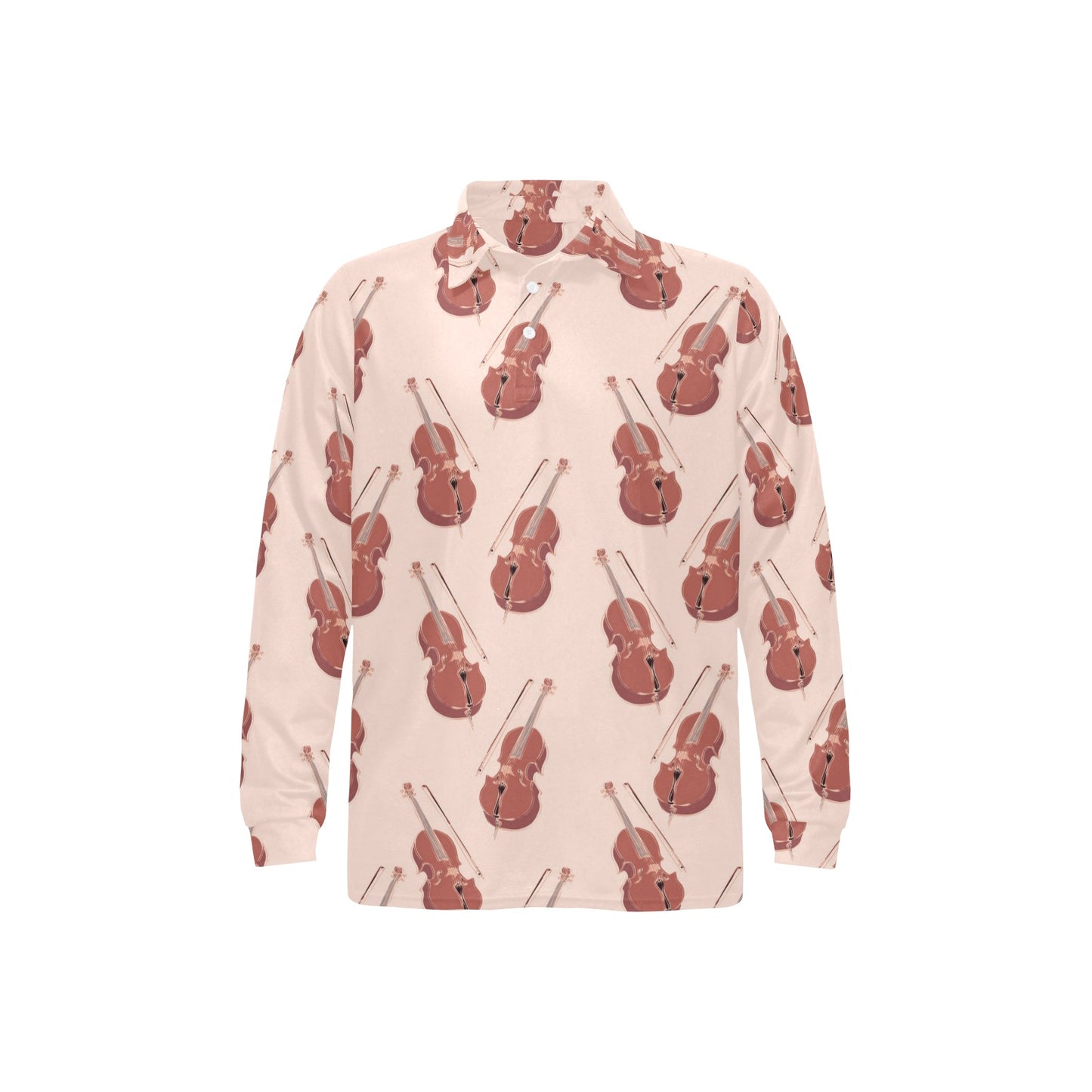 Cello Pattern Print Design 03 Long Sleeve Polo Shirt For Men's