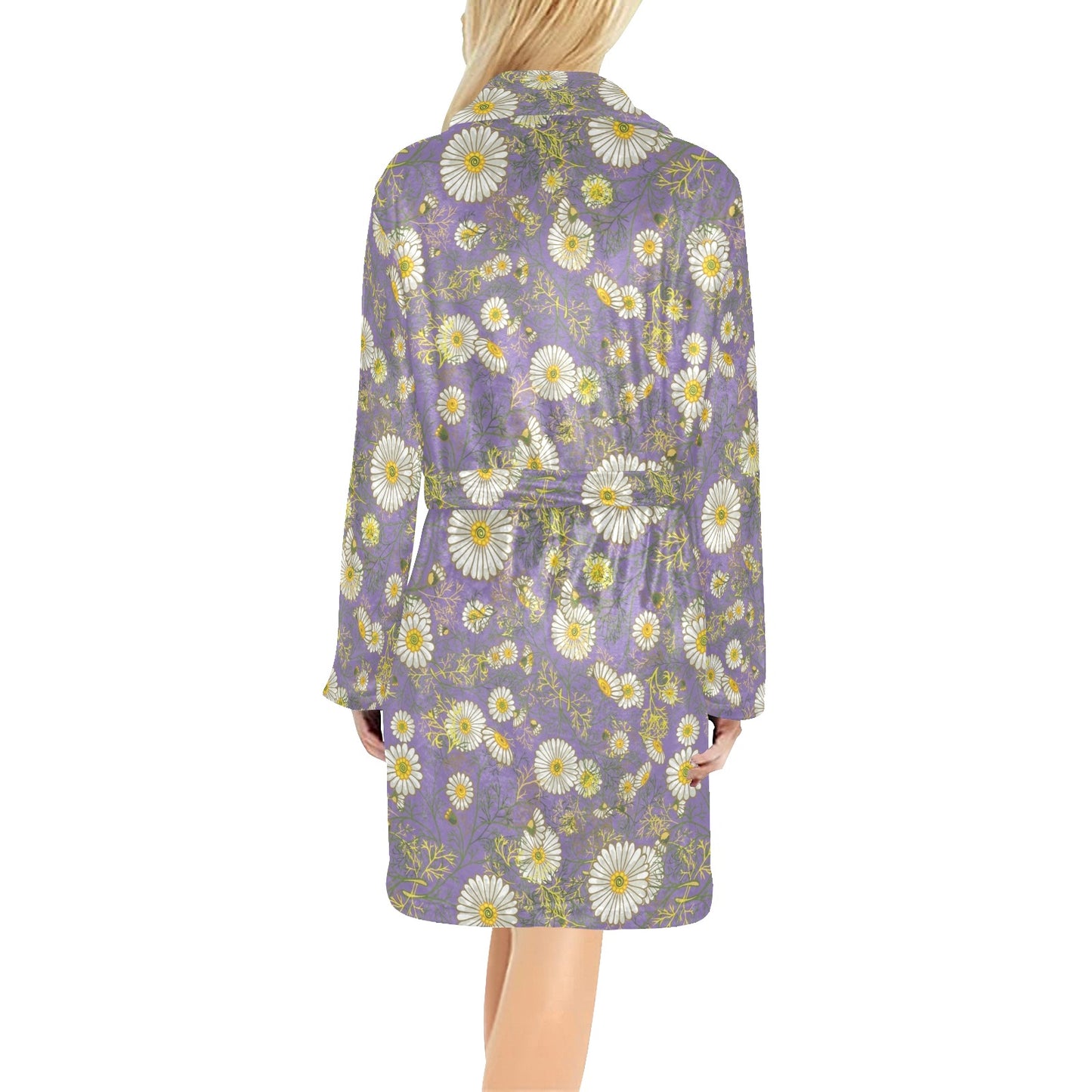 Daisy Pattern Print Design DS011 Women's Fleece Robe