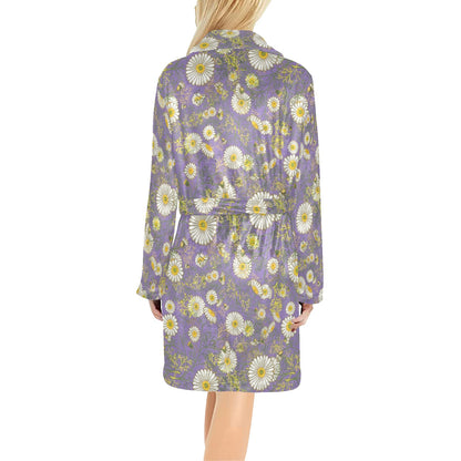 Daisy Pattern Print Design DS011 Women's Fleece Robe
