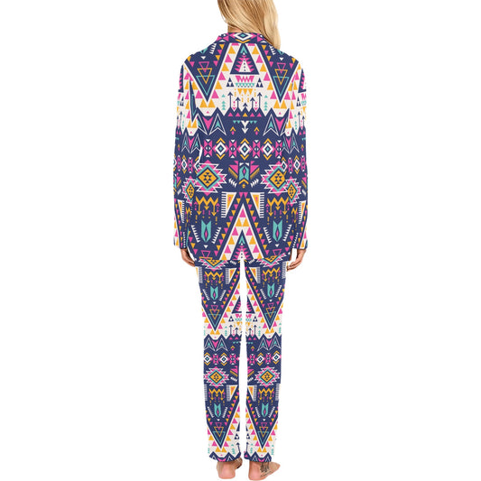 Pink Tribal Aztec native american Women's Long Pajama Set