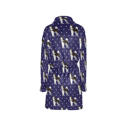 Alaskan Malamute Pattern Print Design 04 Women's Fleece Robe