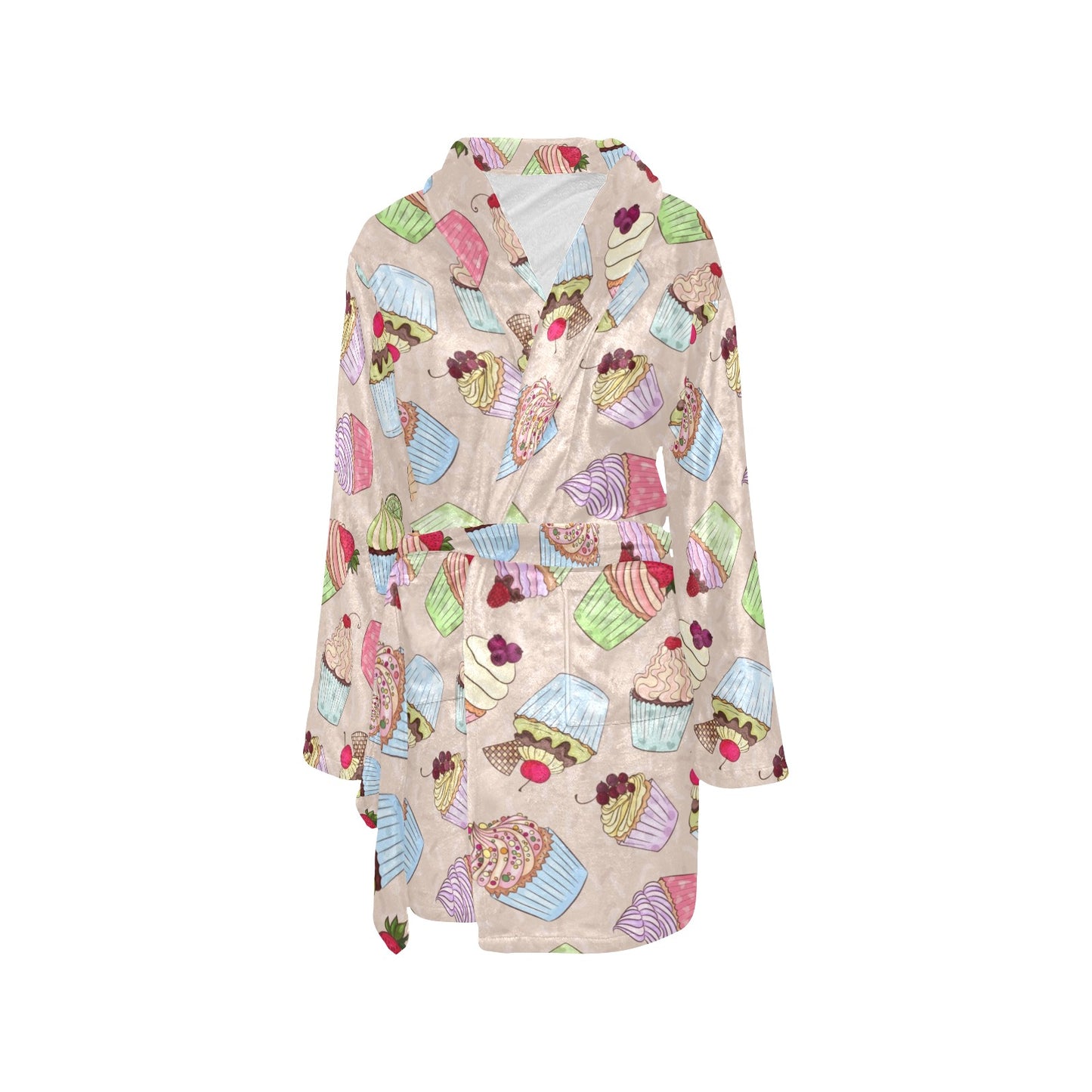 Cupcake Pattern Print Design CP06 Women's Fleece Robe