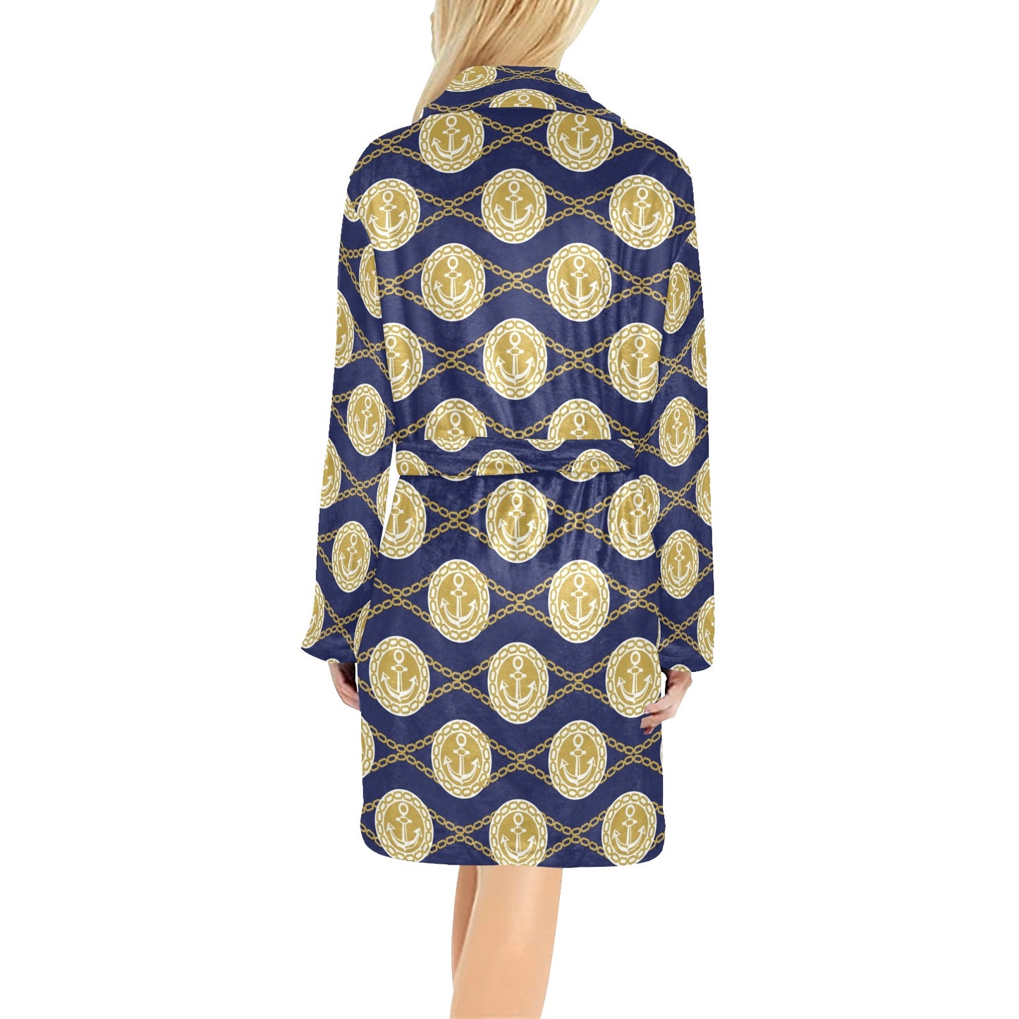 Anchor Luxury Pattern Women's Fleece Robe