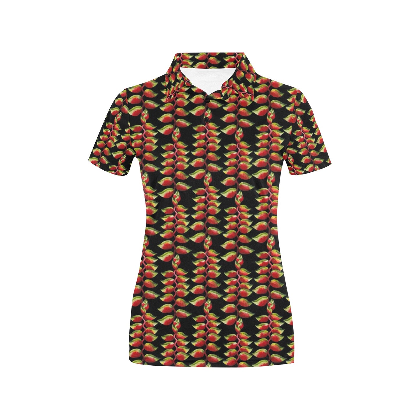 Heliconia Pattern Print Design HL05 Women's Polo Shirt