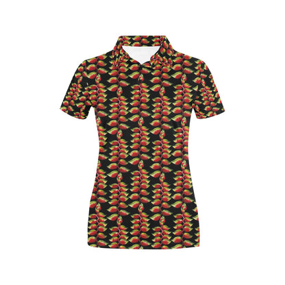 Heliconia Pattern Print Design HL05 Women's Polo Shirt