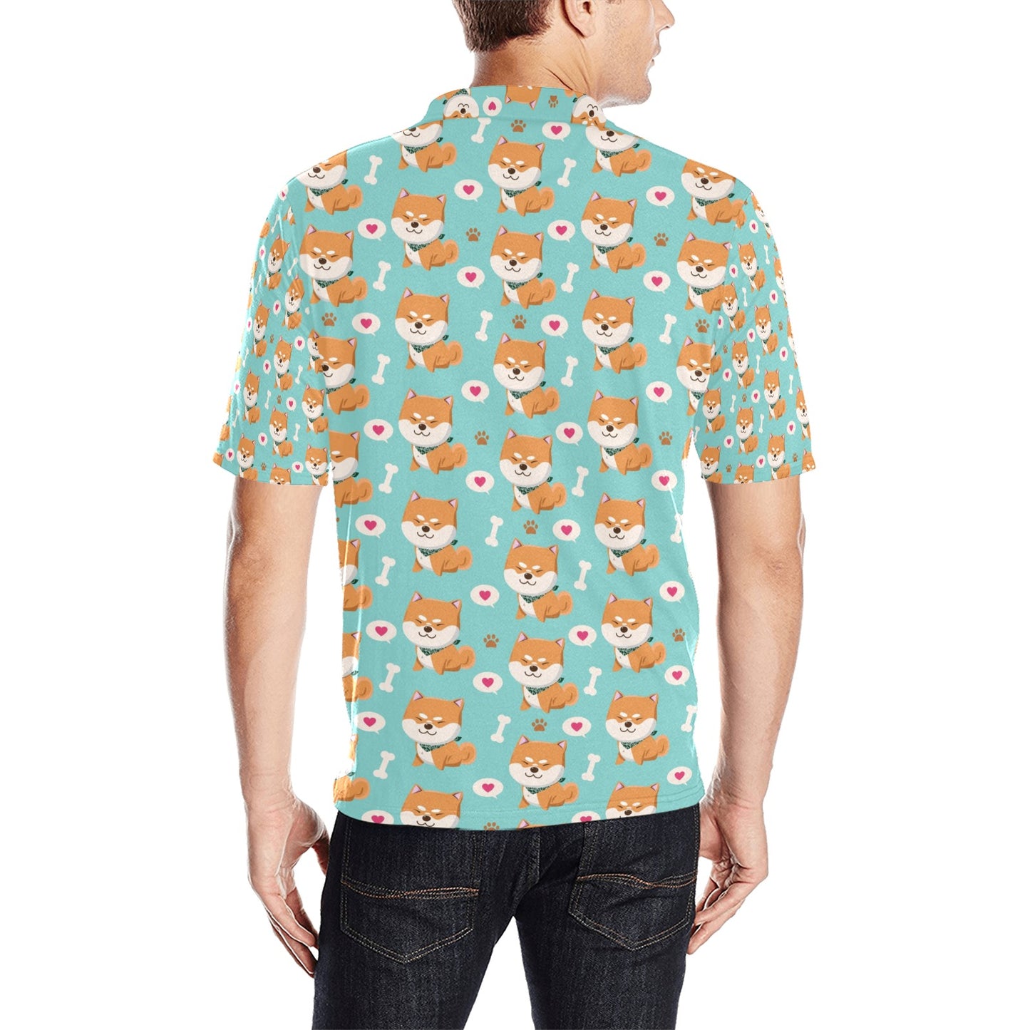 Shiba Inu Print Design LKS3013 Men Polo Shirt