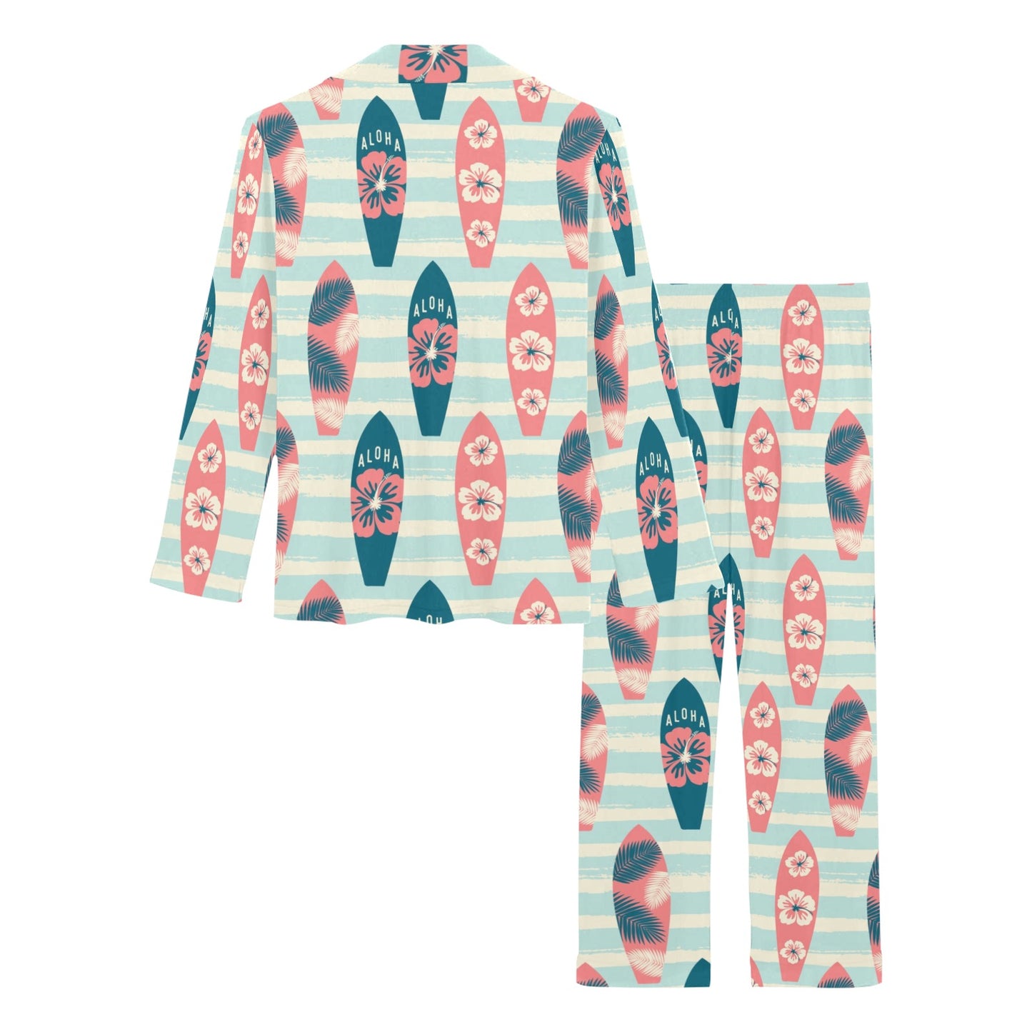 Aloha Hawaii Surfboard Pattern Print Design 02 Women's Long Pajama Set