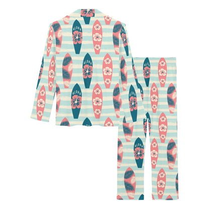Aloha Hawaii Surfboard Pattern Print Design 02 Women's Long Pajama Set
