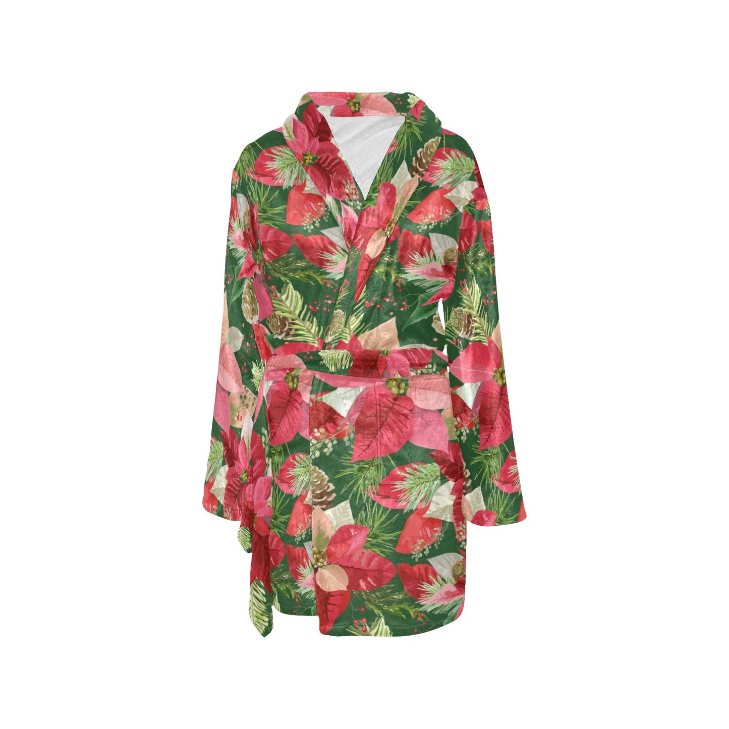 Poinsettia Pattern Print Design POT03 Women's Fleece Robe