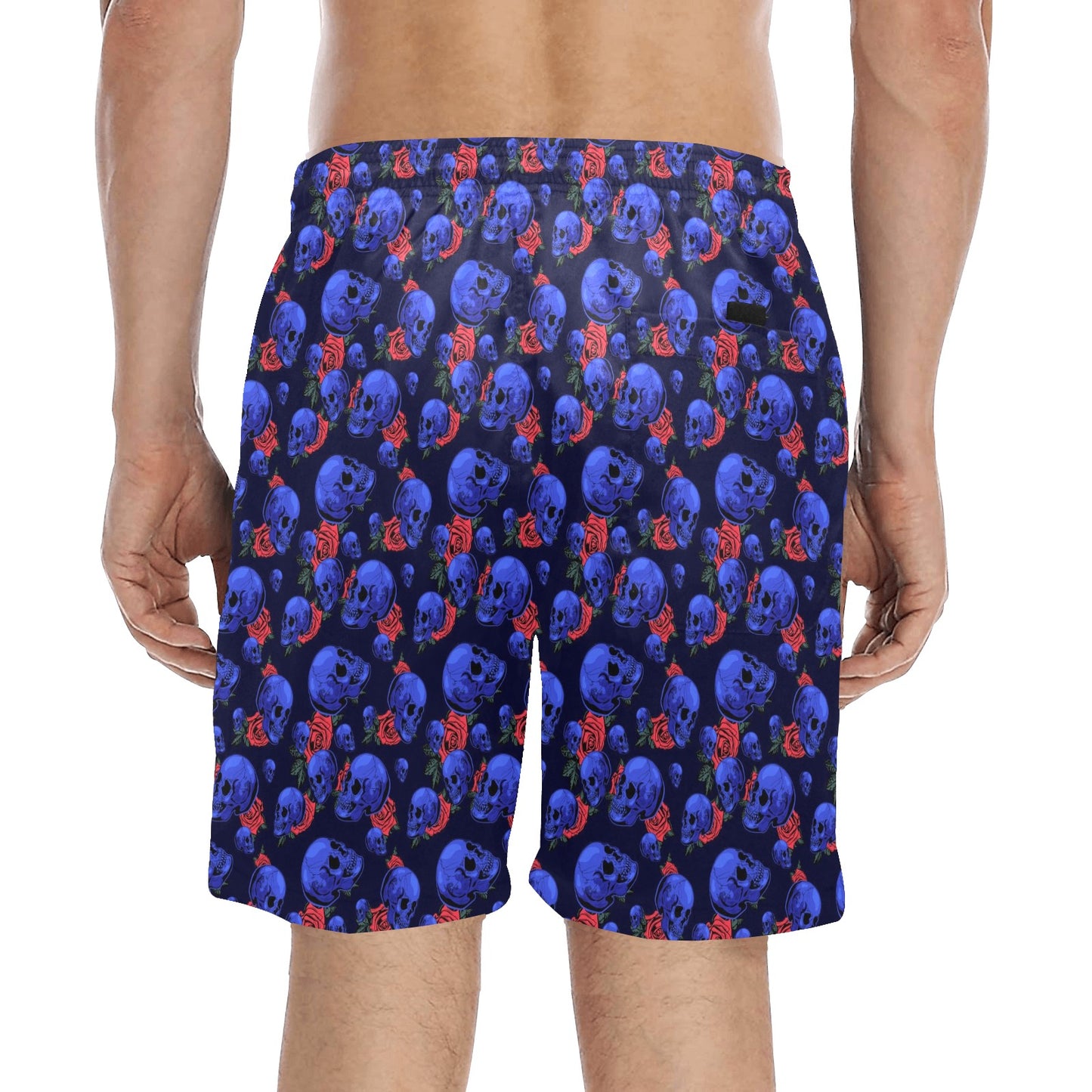 Skull Roses Neon Design Themed Print Men's Swim Trunks Beach Shorts