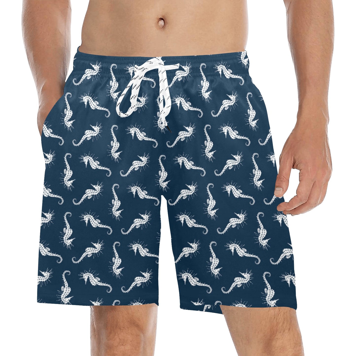 SeaHorse Print Design LKS402 Men's Swim Trunks Beach Shorts