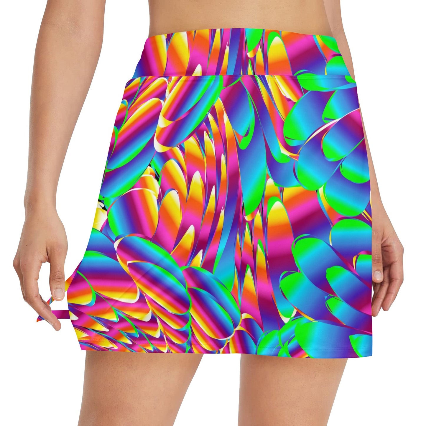 Psychedelic Trippy Pattern 17" Golf & Pickleball Skort with Pockets