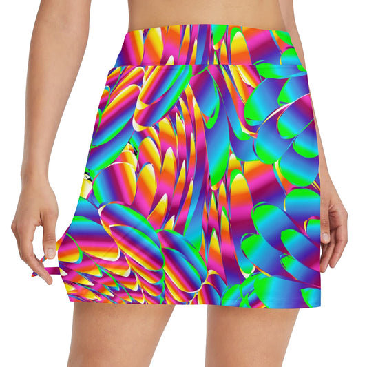 Psychedelic Trippy Pattern 17" Golf & Pickleball Skort with Pockets