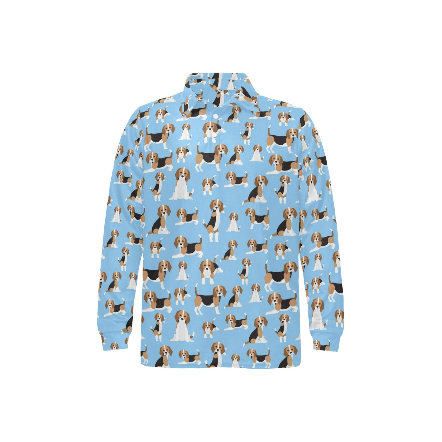 Beagle Pattern Print Design 03 Long Sleeve Polo Shirt For Men's