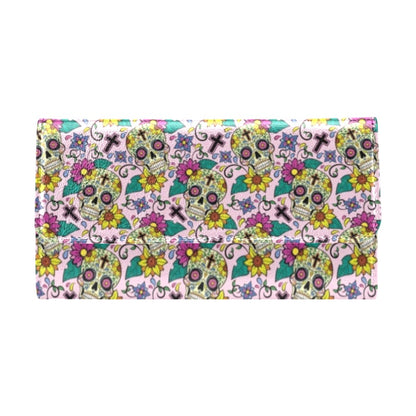 Sugar Skull Print Design LKS307 Women's Trifold Wallet