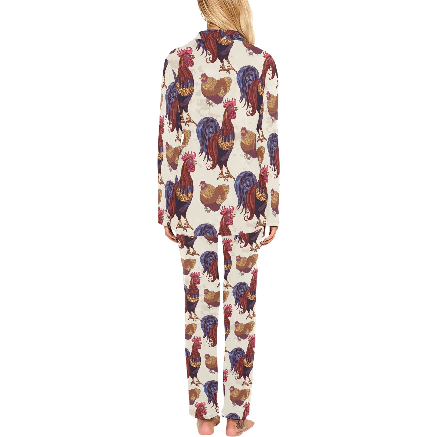 Rooster Pattern Print Design A03 Women's Long Pajama Set