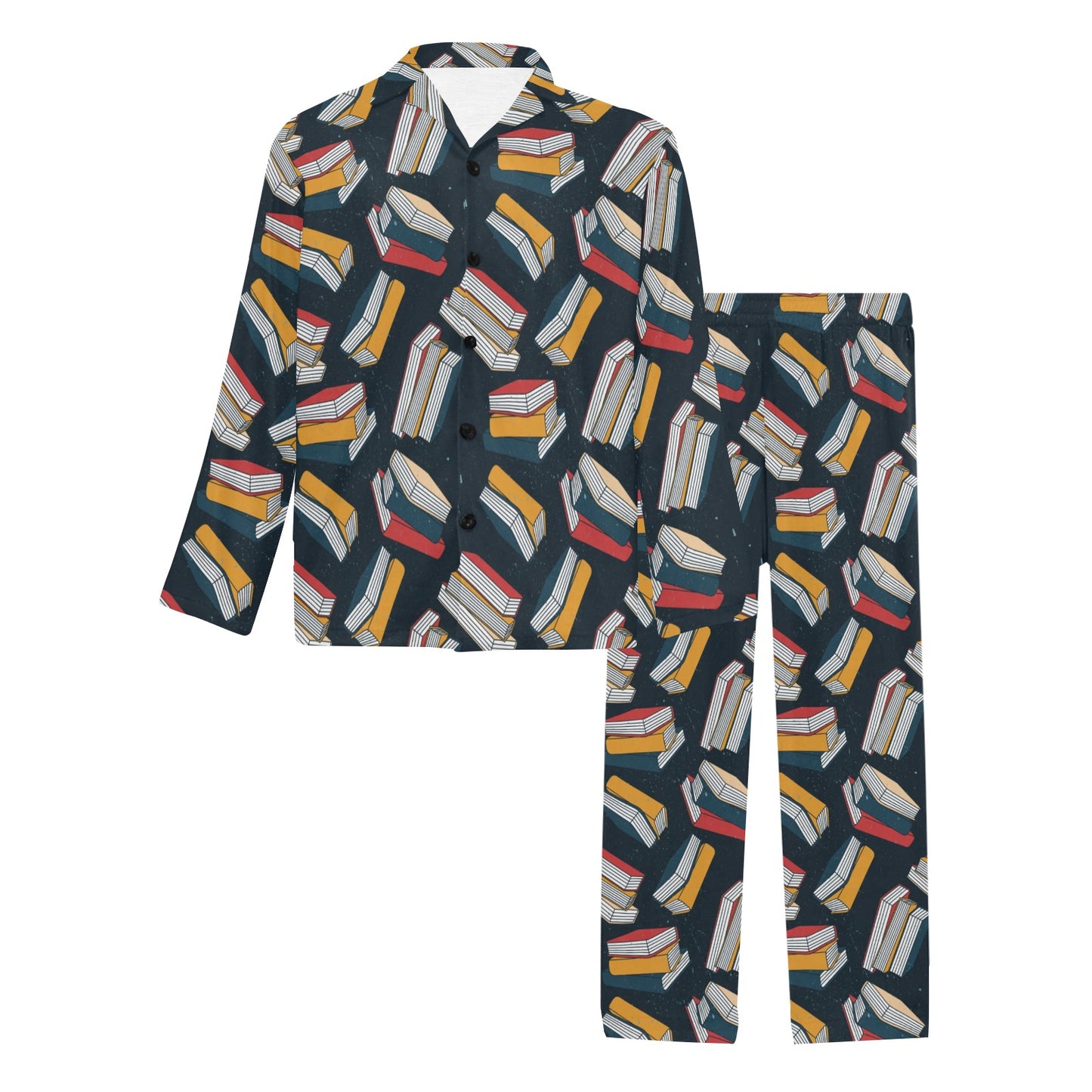 Book Pattern Print Design 07 Men's Long Pajama Set
