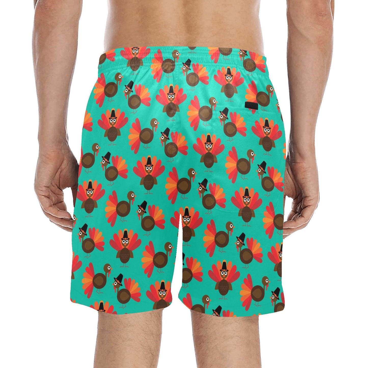 Turkey Print Design LKS402 Men's Swim Trunks Beach Shorts