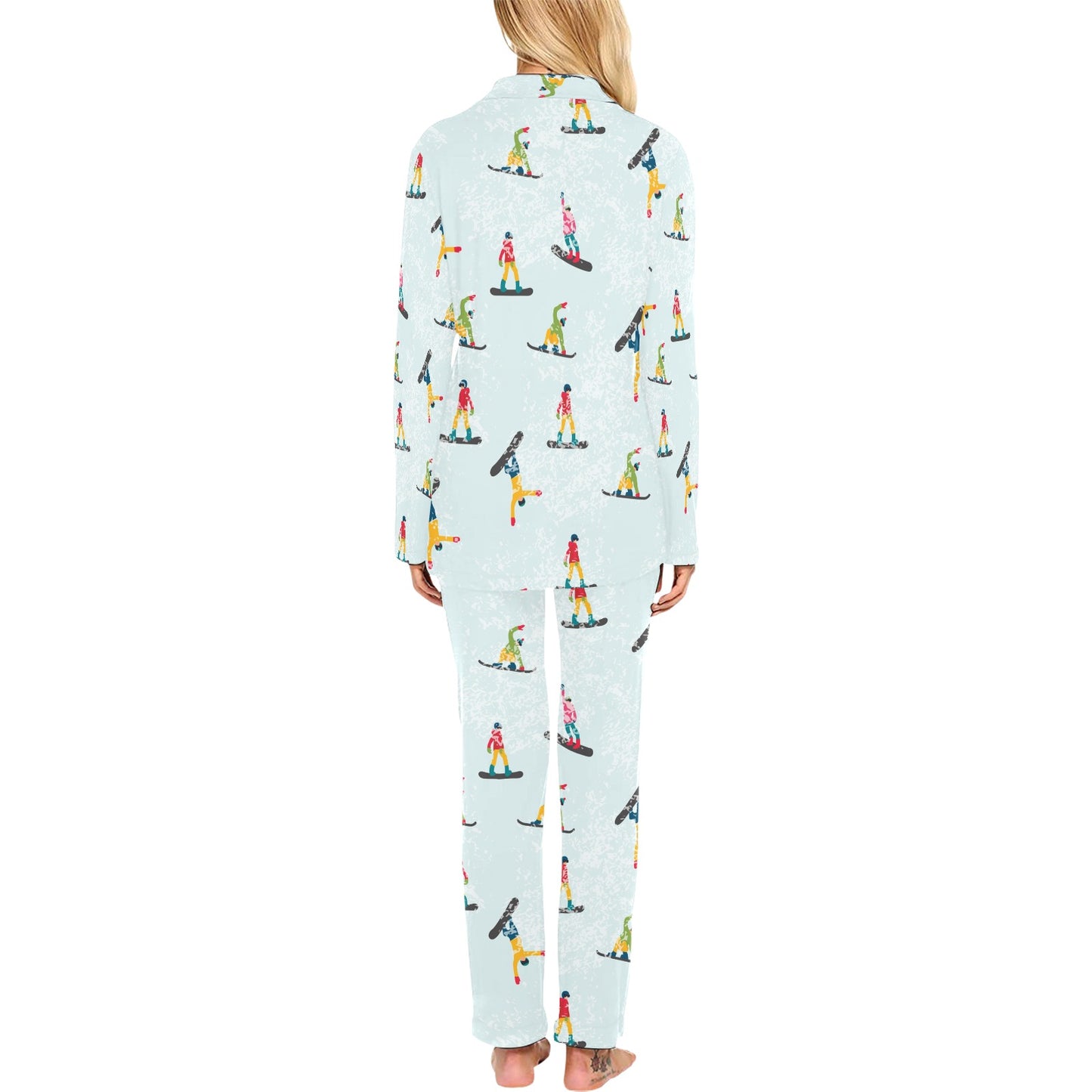 Snowboard Print Design LKS304 Women's Long Pajama Set