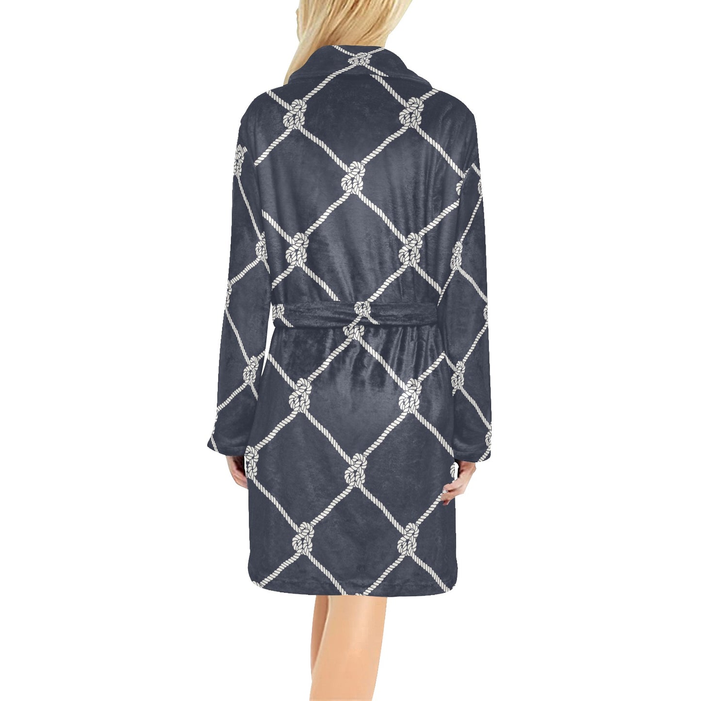 Rope Pattern Print Design A02 Women's Fleece Robe