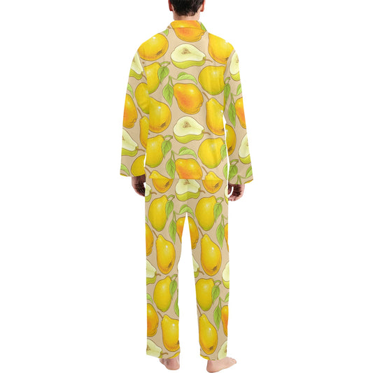Pear Pattern Print Design PE05 Men's Long Pajama Set