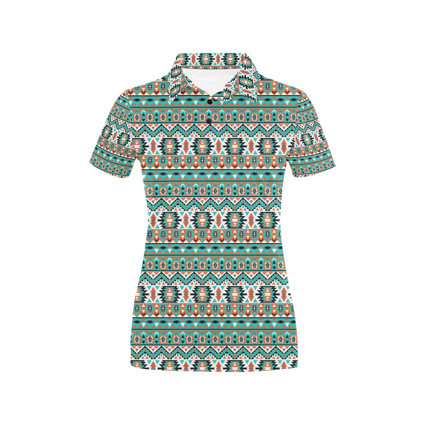Indian Navajo Ethnic Themed Design Print Women's Polo Shirt