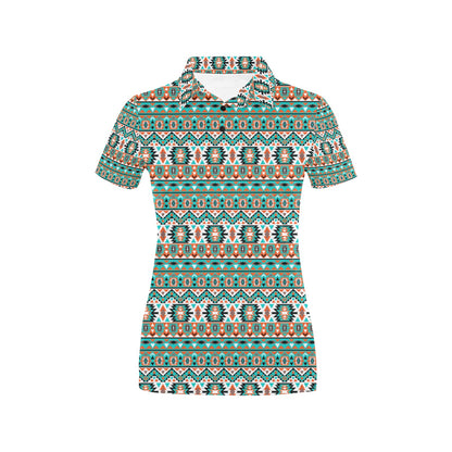 Indian Navajo Ethnic Themed Design Print Women's Polo Shirt