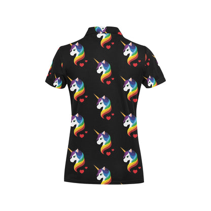 Rainbow Unicorn Pattern Print Design A03 Women's Polo Shirt