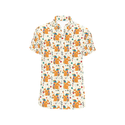 Squirrel Print Design LKS304 Men Short Sleeve Button Up Shirt
