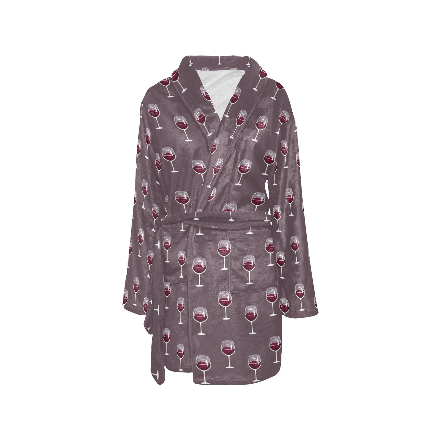 Wine Glass Pattern Print Design LKS305 Women's Fleece Robe