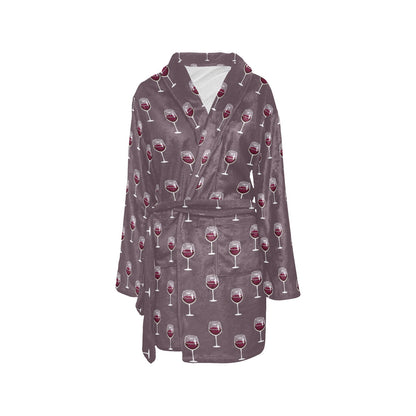 Wine Glass Pattern Print Design LKS305 Women's Fleece Robe