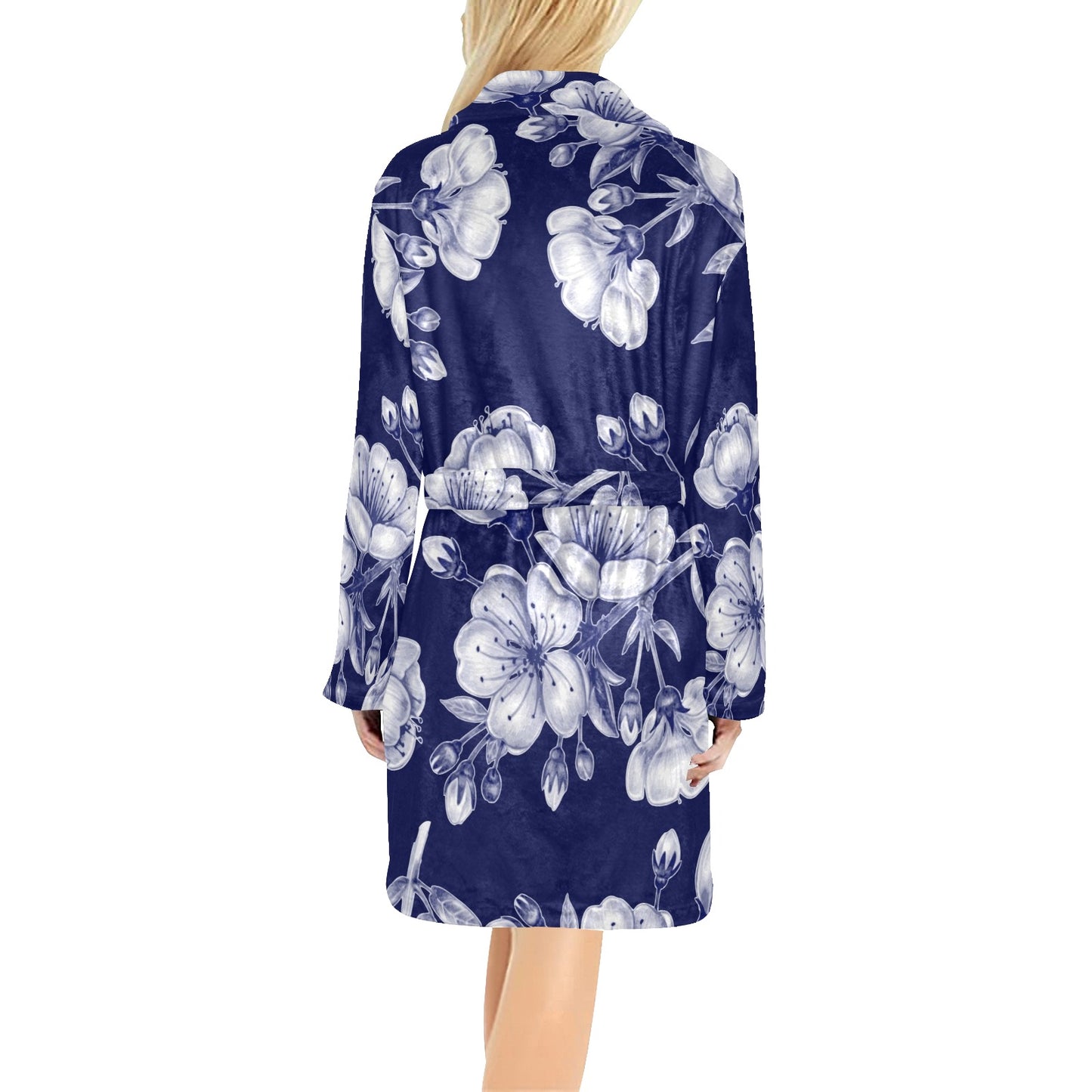 Cherry Blossom Pattern Print Design CB01 Women's Fleece Robe