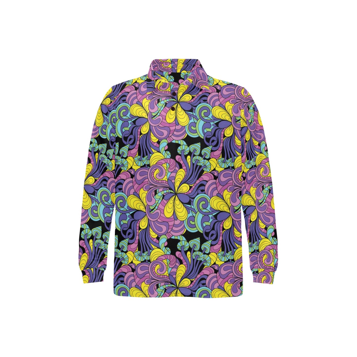 Trippy Print Design LKS305 Long Sleeve Polo Shirt For Men's