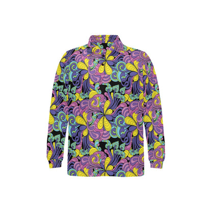 Trippy Print Design LKS305 Long Sleeve Polo Shirt For Men's