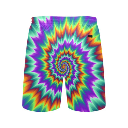 Optical illusion Pulsing fiery spirals Men's Swim Trunks Beach Shorts