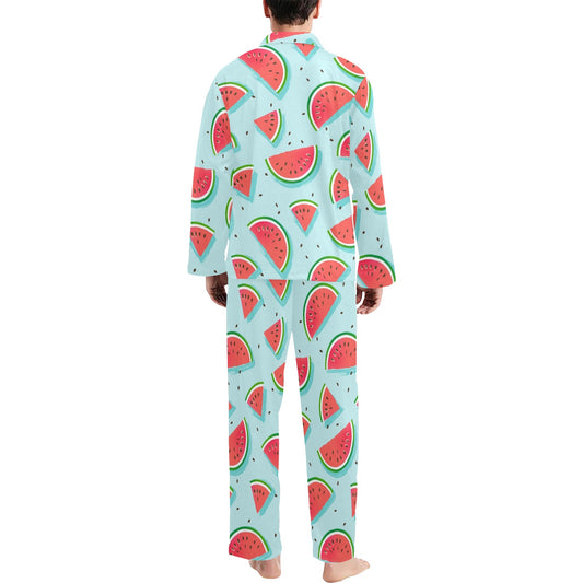 Watermelon Pattern Print Design WM03 Men's Long Pajama Set