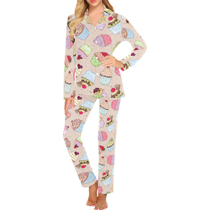 Cupcake Pattern Print Design CP06 Women's Long Pajama Set