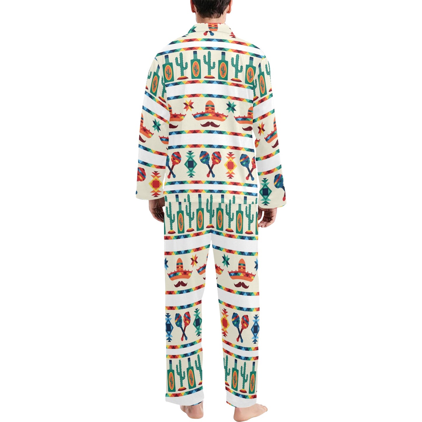 Maracas Mexican Pattern Print Design 01 Men's Long Pajama Set