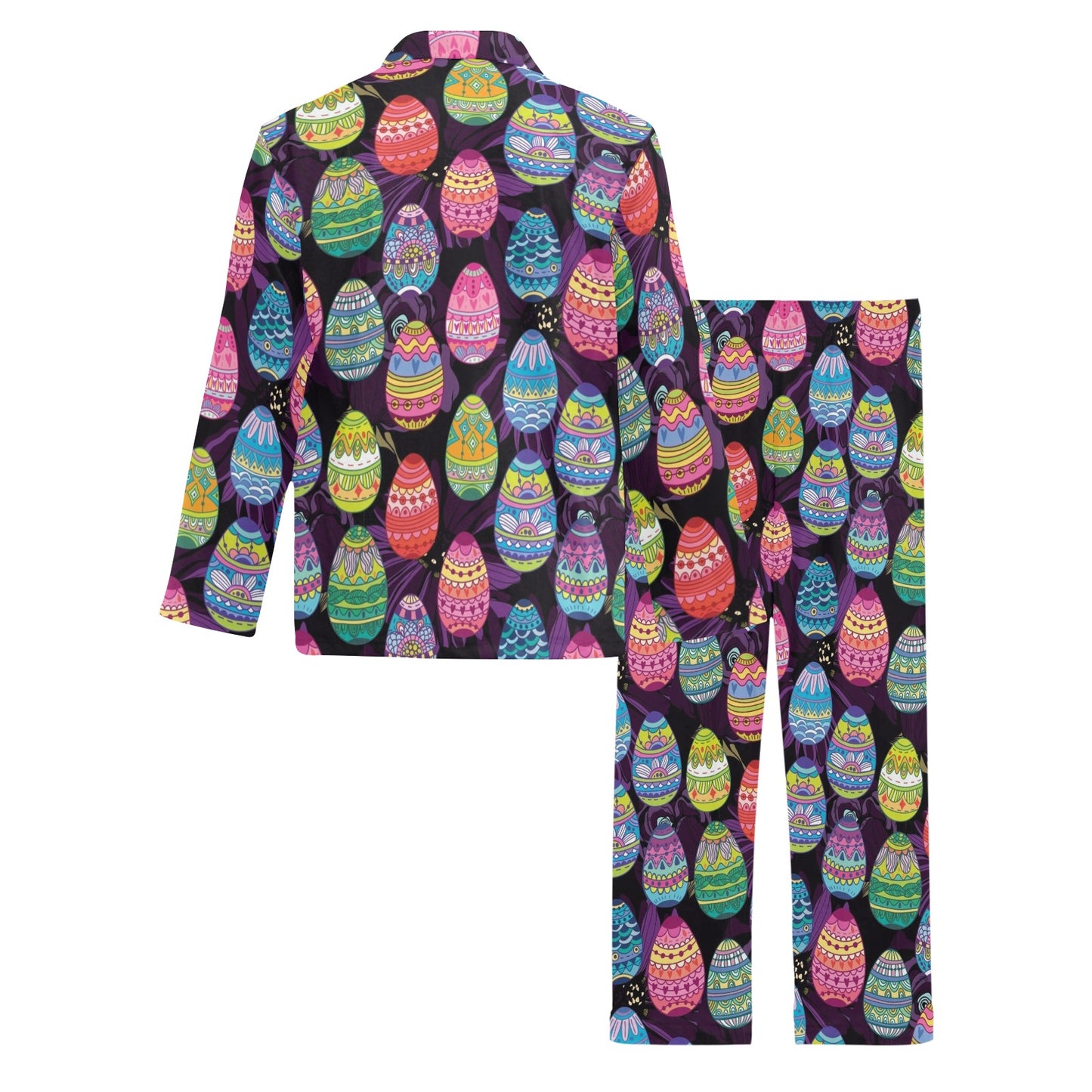 Easter Eggs Pattern Print Design RB08 Men's Long Pajama Set