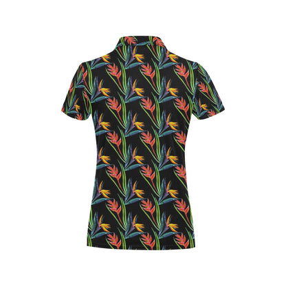 Heliconia Pattern Print Design HL04 Women's Polo Shirt